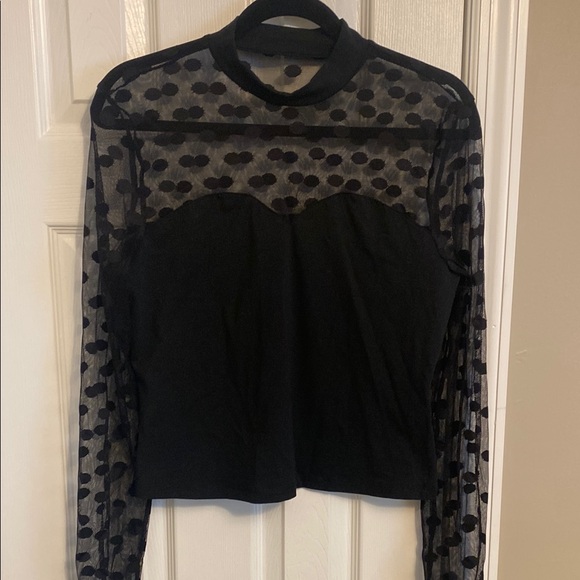 SHEIN Black Fitted Crop Blouse with Mandarin Collar - Picture 2 of 2